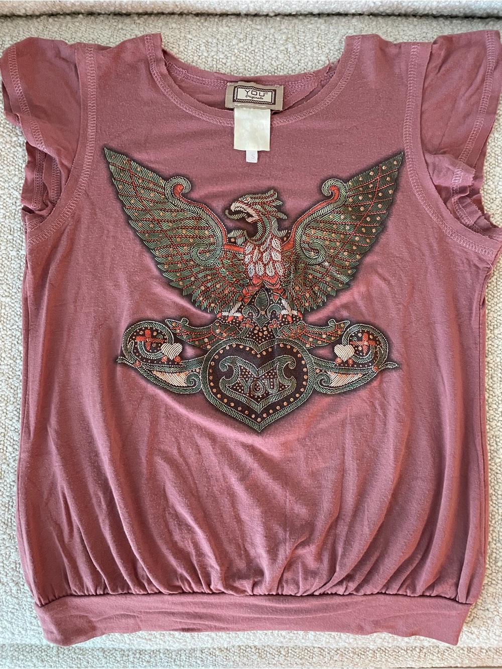 Open Back Mauve Graphic Eagle Tank Top - Mauve